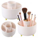 360&deg; Rotating Cosmetic Brush Organizer with 5 Compartments White