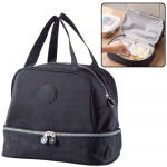 Thermal Insulating Breakfast Bag with Adjustable Strap Black 27cm