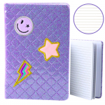 Lined Notebook Glitter Patches Purple B6 80 Sheets