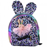 Children's Backpack Sequins Rabbit Ears Dark Colorful 22cm 4.4L