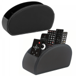 Remote Control Organizer Box 5 Compartments Black Eco-Leather