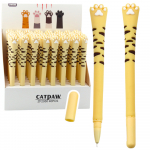 Cat Paw Gel Pen Blue Ink Cap Stripes Yellow 16.5cm