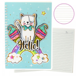 Notebook Notebook Lined Cat Unicorn Ice Cream Rainbow Turquoise A5 60 Sheets