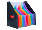 Vertical Document Organizer Folder Colored Tabs Pockets Black A4