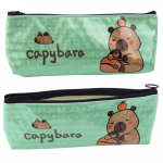 School Pencil Case Capybara Metallic Shimmering Green