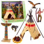 Set of Indian Figures Village Indians Tent Tipi Boat Totem