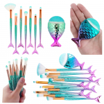 Mermaid Tail Makeup Brush Set 11pcs Rainbow