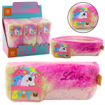 Plush Unicorn Pencil Case with Shiny Pink Unicorn Elements