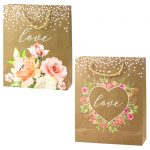 Gift Bag Love Inscription Flowers Glitter 32 x 26 x 10 cm