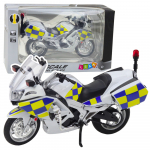 Police Motorcycle Metal Lights Sounds White 1:12