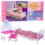 Doll Furniture Set Bed Dressing Table Chair Bedding Floral