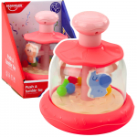 Carousel Spinning Top With Balls And Animals Hippopotamus Lion Monkey Pink