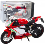 Sports Motorcycle Metal Red White Lights Sounds 1:12