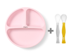 Silikona &scaron;ķīvis 1482/02 pink+elastīgas karotes 1066 DĀVANA!