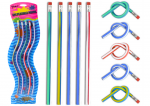 Flexible Pencil with Eraser Soft Bendable 5 Pieces 30cm