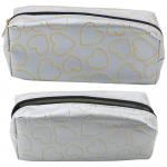 Single-compartment School Office Pencil Case Gold Hearts Silver 20x8 cm