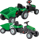 Pilsan Traktor na Pedały z Przyczepką Jeździk z Kierownicą Zielony 07316