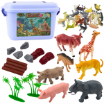 Set of Figurines Home Wild Animals Plants Chest 58 pcs