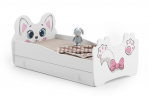 Lastevoodi Pink Cat 140x70 sahtliga ja madratsiga