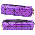 School Office Pencil Case, Single Compartment, Holographic Pattern, Purple, 20x6.5cm