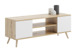 Puitjalgadega TV-alus KOBI FOCUS 135 cm Artisan tamm/Valge