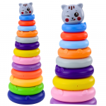 Pyramid Tower Kitten Gray Colorful 13 Wheels 41 x 15.5 x 15.5 cm