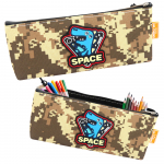Pencil Case Space Dinosaur Pixels Khaki 20x8cm