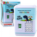 Electronic Safe ATM Piggy Bank PIN Code For Children Blue Dinosaur