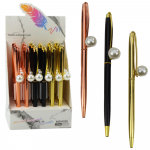 Metal Ballpoint Pen Automatic Pearl Blue Ink 1.0mm