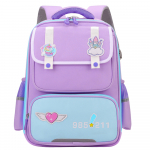 School Backpack With Patches Chest Strap Purple 16L