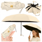 Folding Pocket Umbrella with UV Protection UPF 50+ Case Beige 90 cm