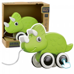 Dinosaur Pull String Toy Squeaker Eco Green