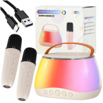 Karaoke komplekts Bluetooth skaļrunis LED RGB 2 mikrofoni USB