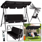Three-person Garden Swing Rocking Cushions Mattress Black