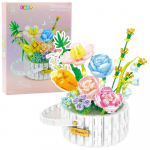 Construction Blocks Flower Arrangement in a Basket LED Lights 1376 pcs.