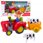 Interactive Farmer's Tractor with Trailer, Cow Figure, Lights and Sounds