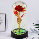 Eternal Rose In Glass Crystal Dome LED Lighting Red 21x11cm