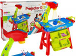 Educational Drawer Table with Projector 36 Pictures Crayons Templates Blue and Red