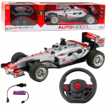 Remote Controlled RC Racer Steering Wheel Lights Sounds 1:12 Silver