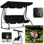 Four-person Garden Swing Rocking Canopy Freestanding Black