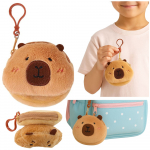 Plush Capybara Wallet Keychain for Kids Brown