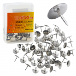 Set of Flat Head Pushpins for Office and School, Silver, 40 pcs.