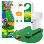 Toilet Golf Skill Game Set Mat Bat Balls Door Hanger