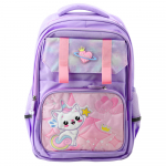 School Backpack With White Cat Chest Strap Purple 20L