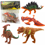 Set of Dinosaur Figures T-Rex Pteranodon Stegosaurus Parasaurolophus 4pcs