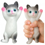 Sensory Squishy Soft Kitten Lying Fur White and Gray 13 x 6.5 cm