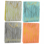 Paper Gift Bag Wavy Lines Gold 32 x 26 x 12 cm