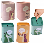 Piggy bank Fox Metal Learning to save Green 11x8cm