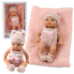 Baby Doll with Blanket, White and Pink Clothes, Hat, 18 cm