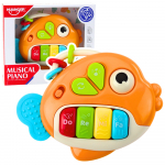 Musical Piano Interactive Fish Beads Teether Orange